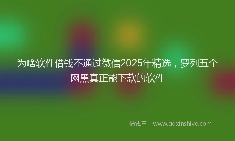 为啥软件借钱不通过微信2025年精选，罗列五个网黑真正能下款的软件