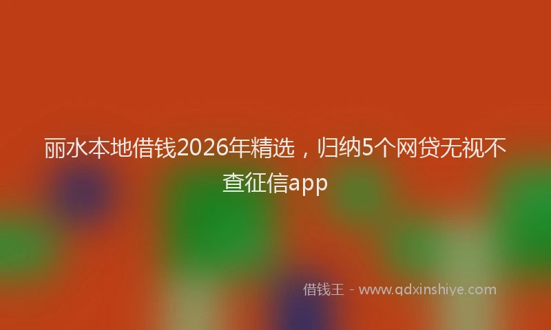丽水本地借钱2026年精选，归纳5个网贷无视不查征信app