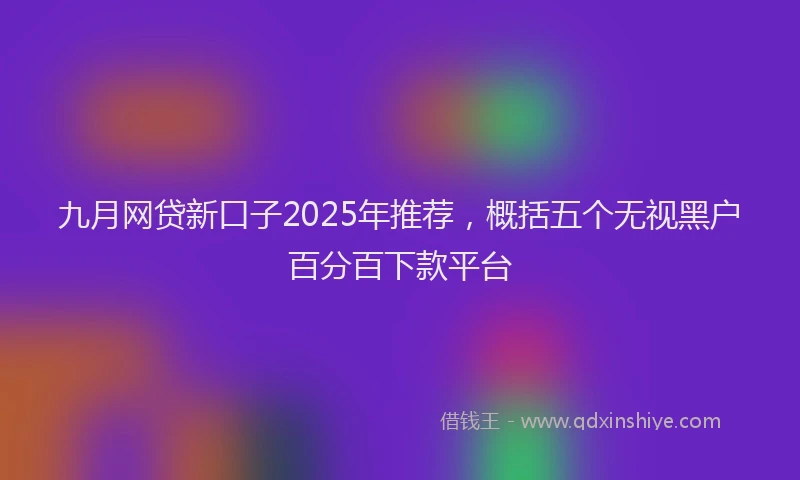 九月网贷新口子2025年推荐，概括五个无视黑户百分百下款平台