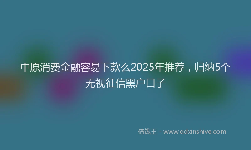 中原消费金融容易下款么2025年推荐，归纳5个无视征信黑户口子