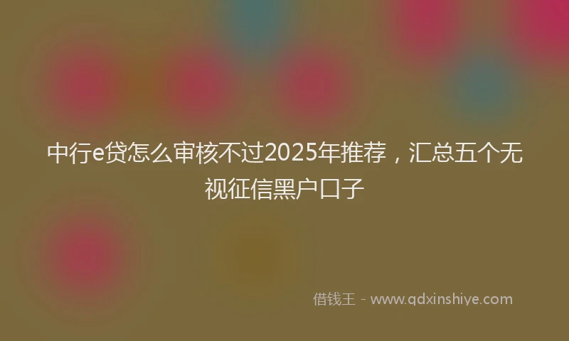 中行e贷怎么审核不过2025年推荐,汇总五个无视征信黑户口子