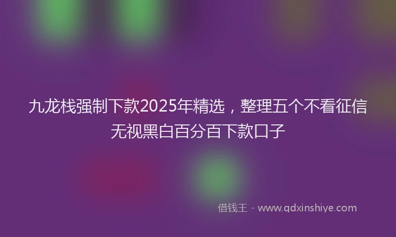 九龙栈强制下款2025年精选，整理五个不看征信无视黑白百分百下款口子