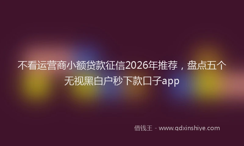 不看运营商小额贷款征信2026年推荐，盘点五个无视黑白户秒下款口子app