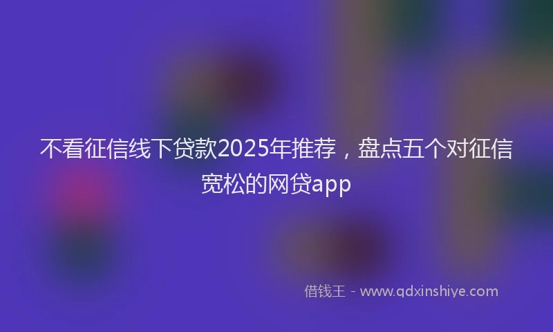 不看征信线下贷款2025年推荐，盘点五个对征信宽松的网贷app