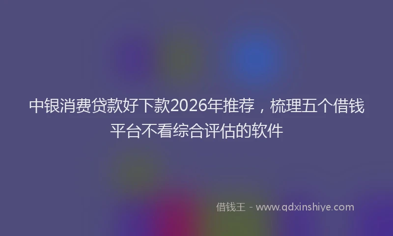 中银消费贷款好下款2026年推荐，梳理五个借钱平台不看综合评估的软件