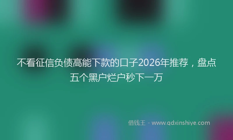不看征信负债高能下款的口子2026年推荐，盘点五个黑户烂户秒下一万