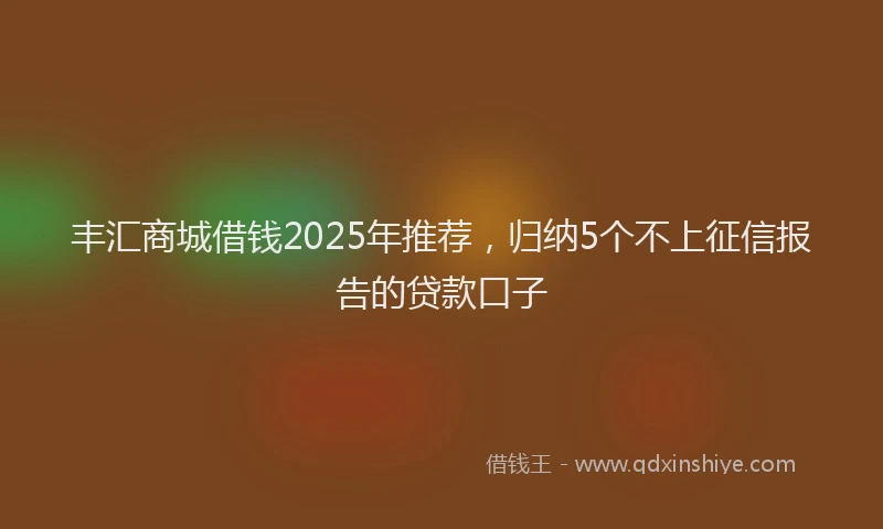 丰汇商城借钱2025年推荐,归纳5个不上征信报告的贷款口子