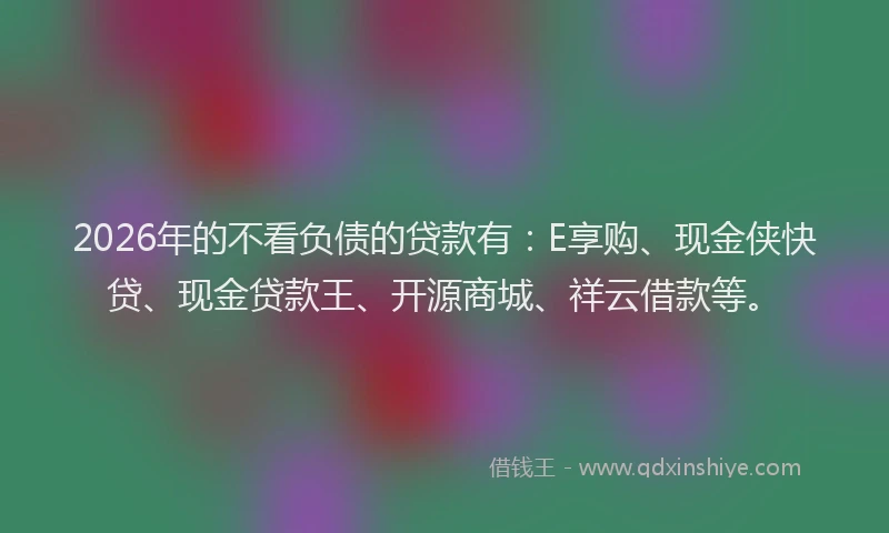 2026年的不看负债的贷款有：E享购、现金侠快贷、现金贷款王、开源商城、祥云借款等。