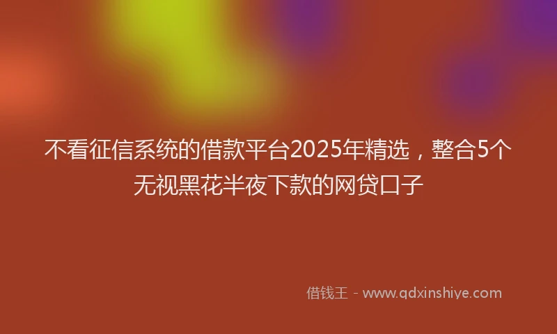 不看征信系统的借款平台2025年精选，整合5个无视黑花半夜下款的网贷口子