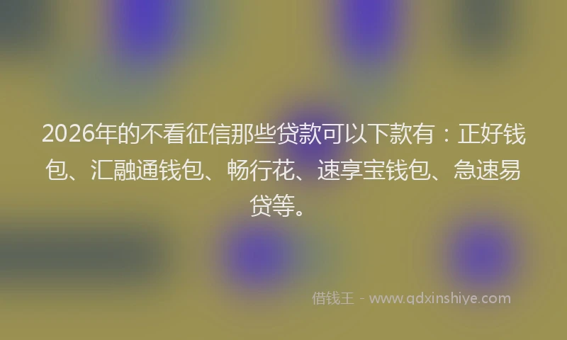 2026年的不看征信那些贷款可以下款有：正好钱包、汇融通钱包、畅行花、速享宝钱包、急速易贷等。