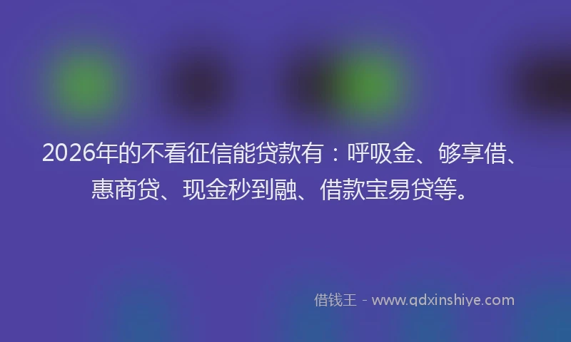 2026年的不看征信能贷款有：呼吸金、够享借、惠商贷、现金秒到融、借款宝易贷等。