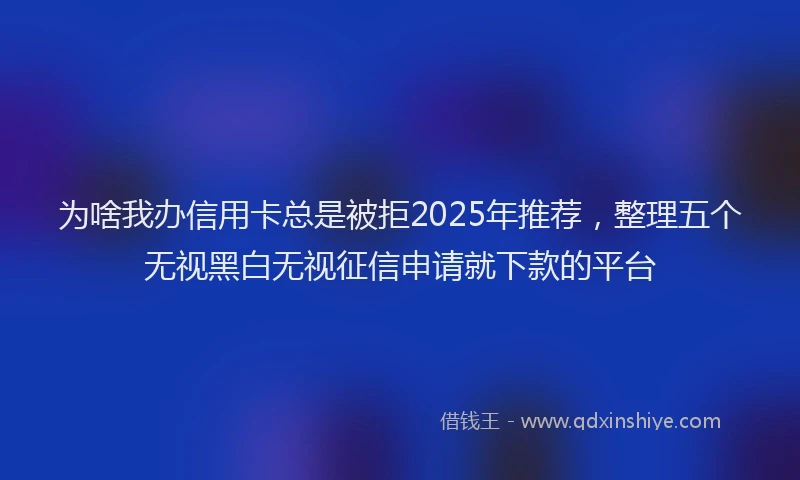 为啥我办信用卡总是被拒2025年推荐,整理五个无视黑白无视征信申请就下款的平台