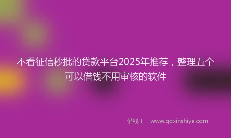 不看征信秒批的贷款平台2025年推荐，整理五个可以借钱不用审核的软件