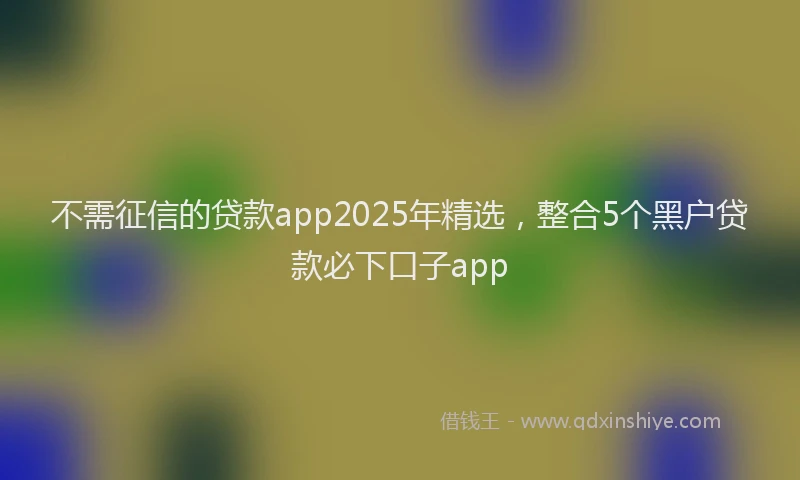 不需征信的贷款app2025年精选，整合5个黑户贷款必下口子app