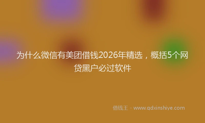 为什么微信有美团借钱2026年精选，概括5个网贷黑户必过软件