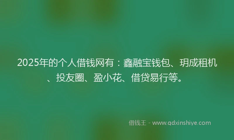 2025年的个人借钱网有：鑫融宝钱包、玥成租机、投友圈、盈小花、借贷易行等。