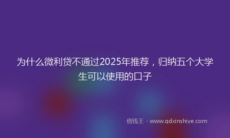 为什么微利贷不通过2025年推荐，归纳五个大学生可以使用的口子