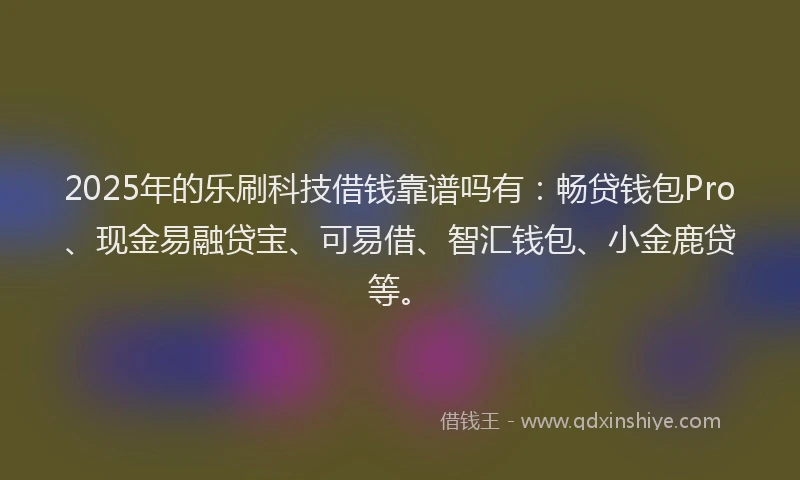 2025年的乐刷科技借钱靠谱吗有：畅贷钱包Pro、现金易融贷宝、可易借、智汇钱包、小金鹿贷等。