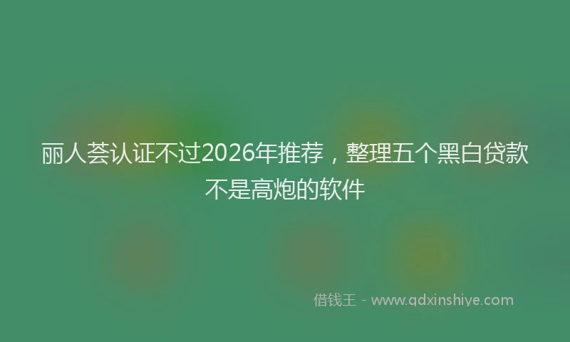 丽人荟认证不过2026年推荐，整理五个黑白贷款不是高炮的软件