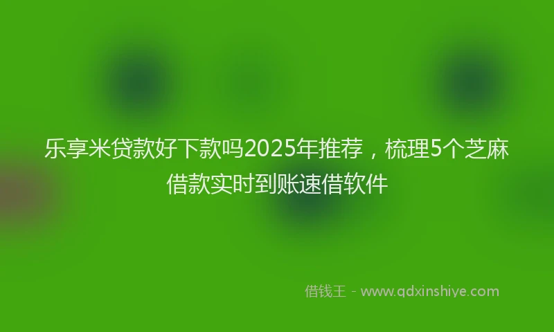 乐享米贷款好下款吗2025年推荐，梳理5个芝麻借款实时到账速借软件