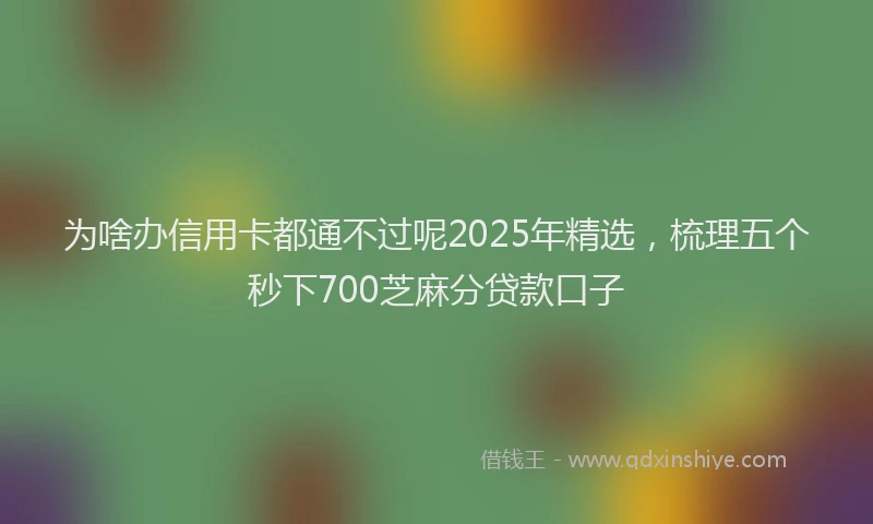 为啥办信用卡都通不过呢2025年精选，梳理五个秒下700芝麻分贷款口子