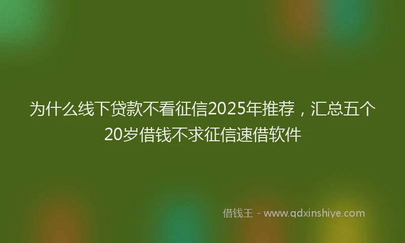 为什么线下贷款不看征信2025年推荐，汇总五个20岁借钱不求征信速借软件