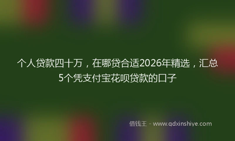 个人贷款四十万，在哪贷合适2026年精选，汇总5个凭支付宝花呗贷款的口子