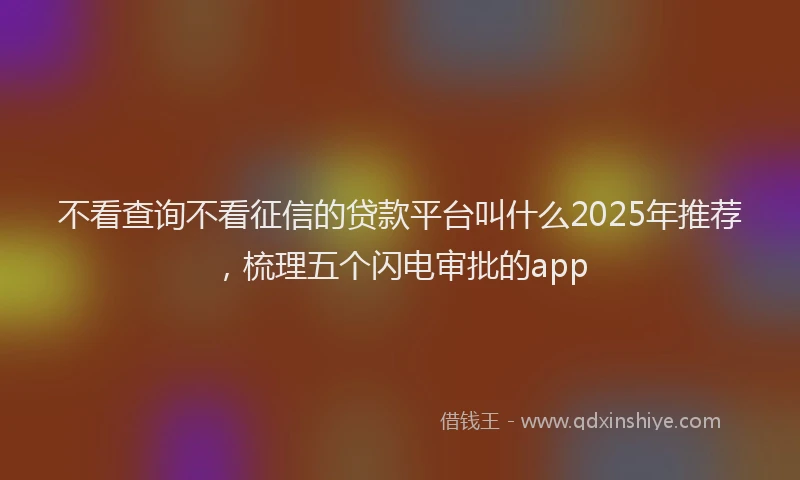 不看查询不看征信的贷款平台叫什么2025年推荐，梳理五个闪电审批的app