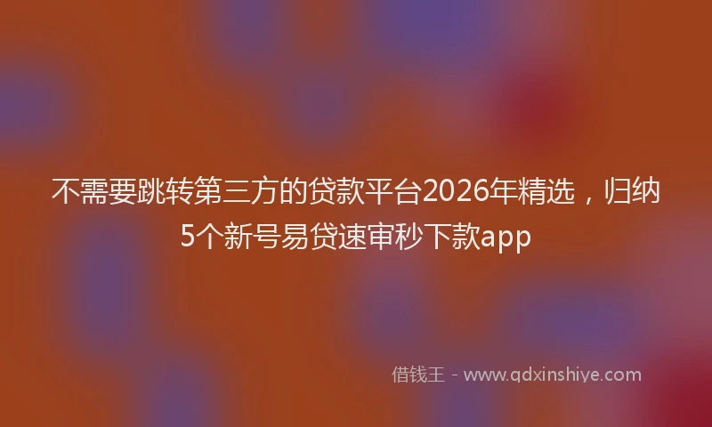 不需要跳转第三方的贷款平台2026年精选，归纳5个新号易贷速审秒下款app