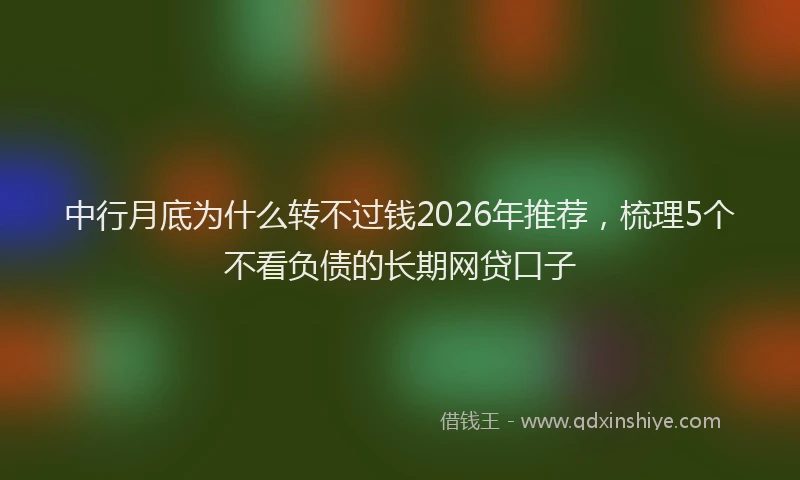 中行月底为什么转不过钱2026年推荐，梳理5个不看负债的长期网贷口子