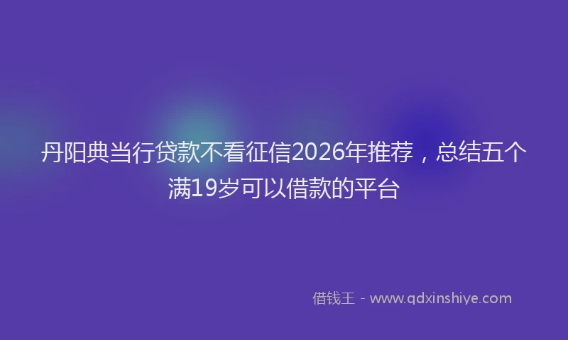 丹阳典当行贷款不看征信2026年推荐,总结五个满19岁可以借款的平台