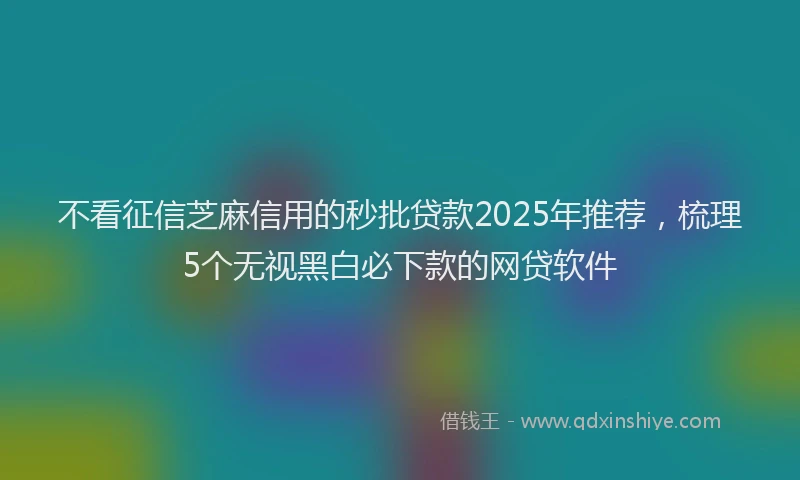 不看征信芝麻信用的秒批贷款2025年推荐，梳理5个无视黑白必下款的网贷软件