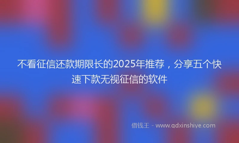 不看征信还款期限长的2025年推荐，分享五个快速下款无视征信的软件