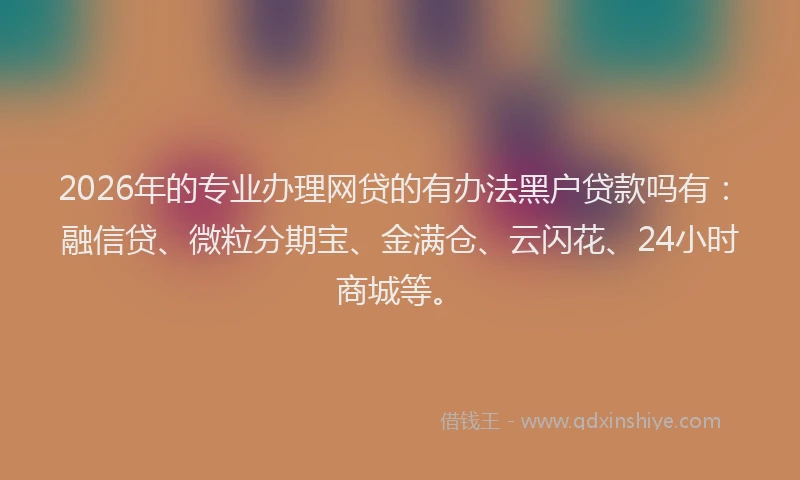 2026年的专业办理网贷的有办法黑户贷款吗有:融信贷、微粒分期宝、金满仓、云闪花、24小时商城等。