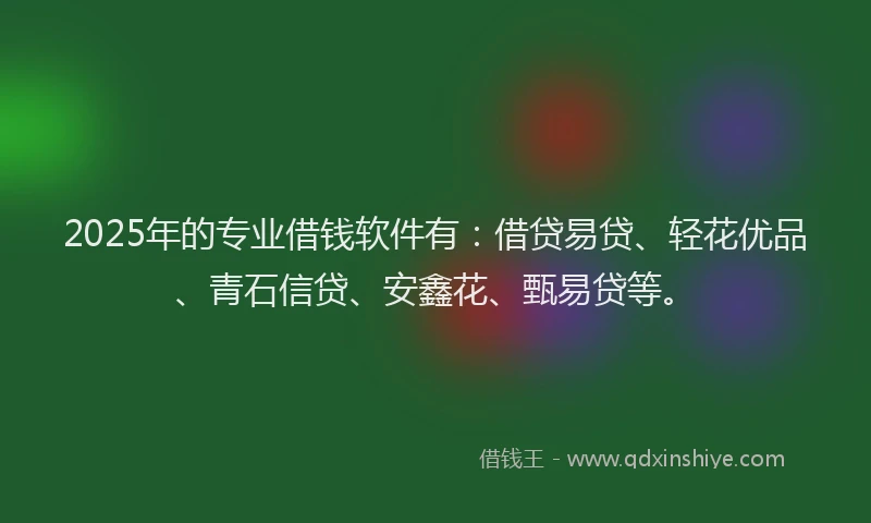 2025年的专业借钱软件有：借贷易贷、轻花优品、青石信贷、安鑫花、甄易贷等。