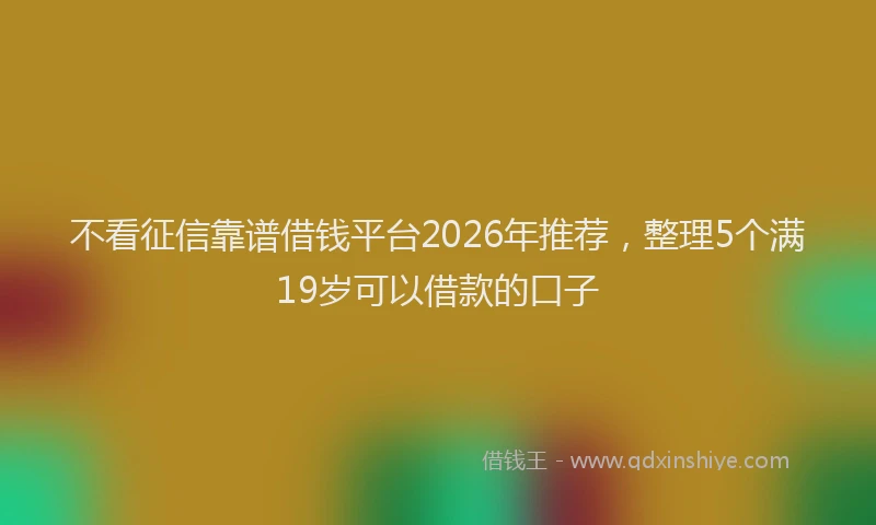 不看征信靠谱借钱平台2026年推荐，整理5个满19岁可以借款的口子