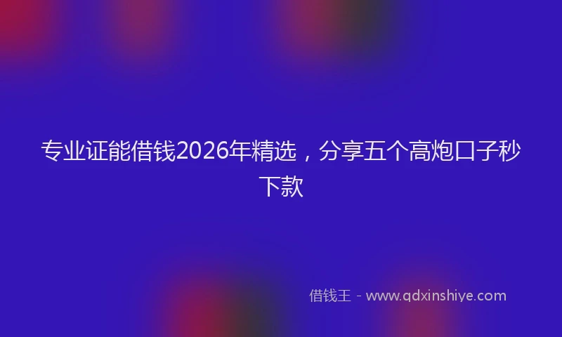 专业证能借钱2026年精选，分享五个高炮口子秒下款