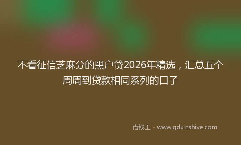 不看征信芝麻分的黑户贷2026年精选，汇总五个周周到贷款相同系列的口子