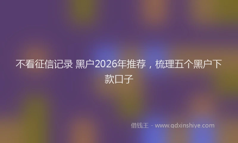 不看征信记录 黑户2026年推荐,梳理五个黑户下款口子