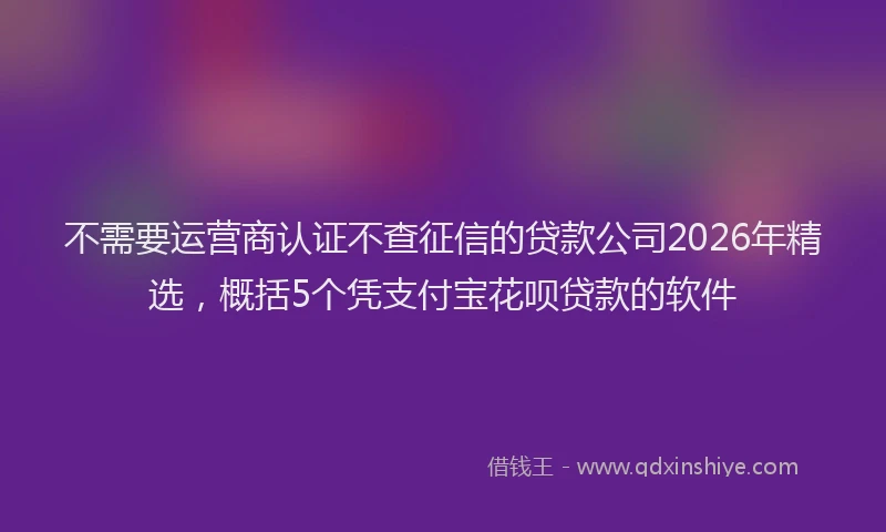 不需要运营商认证不查征信的贷款公司2026年精选，概括5个凭支付宝花呗贷款的软件