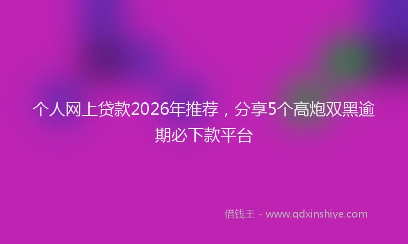 个人网上贷款2026年推荐,分享5个高炮双黑逾期必下款平台