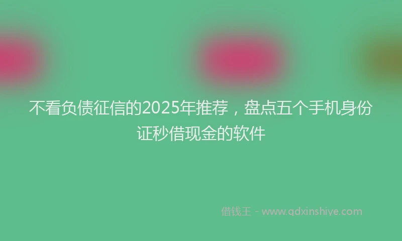 不看负债征信的2025年推荐，盘点五个手机身份证秒借现金的软件