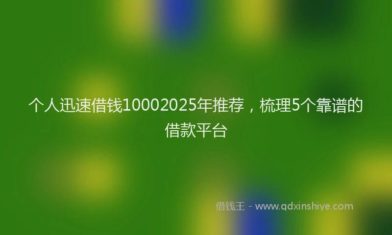 个人迅速借钱10002025年推荐，梳理5个靠谱的借款平台