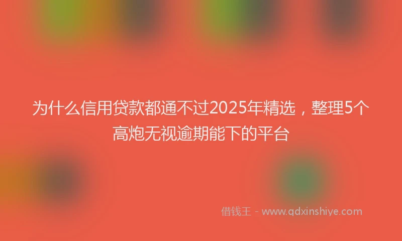 为什么信用贷款都通不过2025年精选，整理5个高炮无视逾期能下的平台