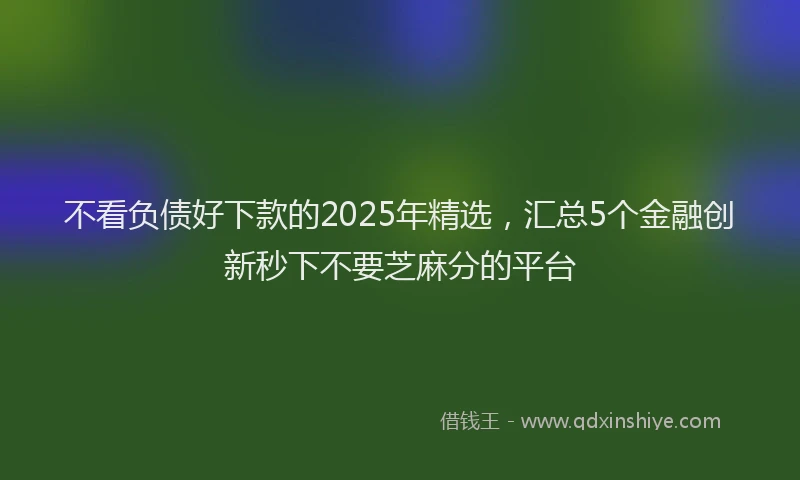 不看负债好下款的2025年精选，汇总5个金融创新秒下不要芝麻分的平台
