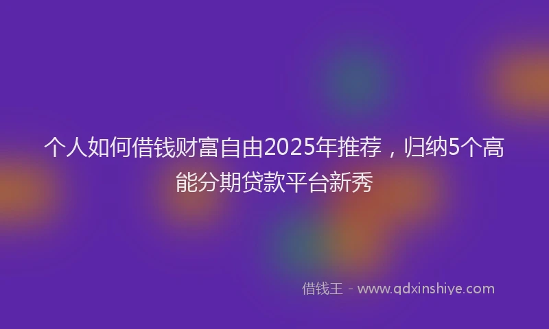 个人如何借钱财富自由2025年推荐，归纳5个高能分期贷款平台新秀