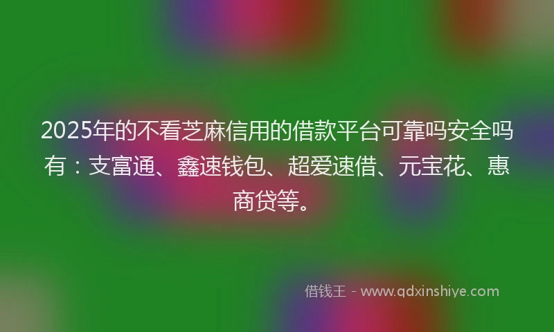 2025年的不看芝麻信用的借款平台可靠吗安全吗有：支富通、鑫速钱包、超爱速借、元宝花、惠商贷等。