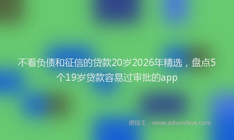 不看负债和征信的贷款20岁2026年精选，盘点5个19岁贷款容易过审批的app