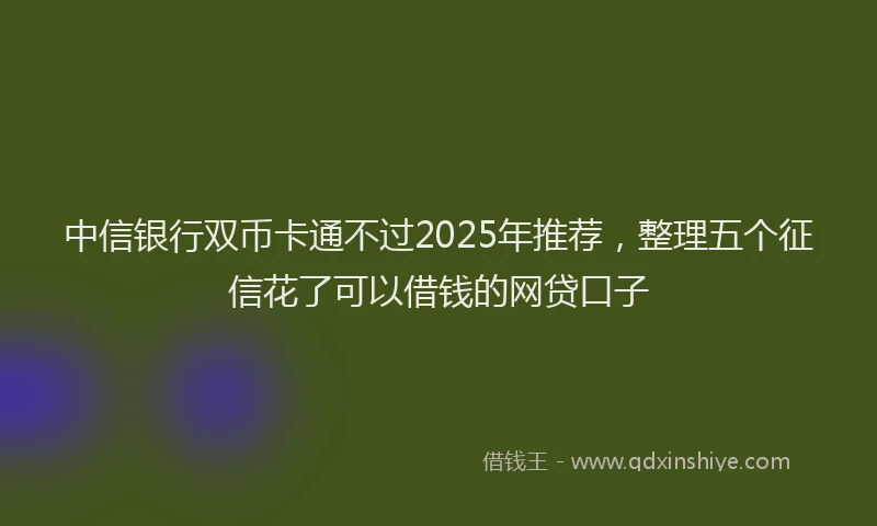 中信银行双币卡通不过2025年推荐，整理五个征信花了可以借钱的网贷口子