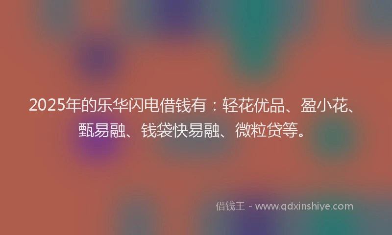 2025年的乐华闪电借钱有：轻花优品、盈小花、甄易融、钱袋快易融、微粒贷等。